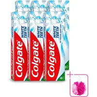 Colgate 6 x – Tandpasta – White Teeth – 75 ml - Bulkverpakking - Witte tanden - Douchemop - Tanden reinigen