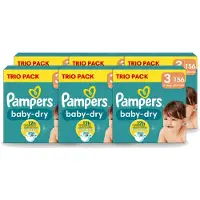 Pampers 6 x – Luiers – Baby-Dry Trio Pack Maat 3 (6-10 kg) – 156 Luiers - Voordeelverpakking - 6 stuks