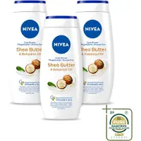 Nivea 3 x - Douchegel - Shea Butter & Botanical Oil - 250 ml - Wasstrips - Douchegel - Shea Butter - Natuurlijke Olie - Huidverzorging - PH-huidneutraal