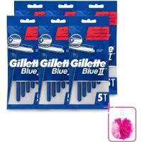Gillette 6 x - Blue II - Wegwerpscheermesjes - Precisie & Comfort - 5 Scheermesjes - Bulkverpakking - Scheermesje - Douchemop - Wegwerpscheermesje