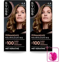 Syoss 2 x - Permanent Coloration 6-8 - Haarverf - Permanente Haarkleuring - Donkerblond - Grijsdekking - Bulkverpakking - Permanente haarkleuring - Douchemop - Donkerblond haar