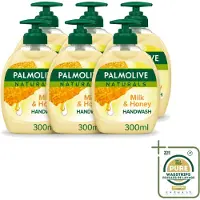 Palmolive 6 x Pamlolive Naturals - Handzeep - Melk & Honing - 300 ml - Wasstrips - Handzeep Melk Honing - Zeepvrije Handzeep - Natuurlijke Handzeep - Handen Verzorgen - Handen Hydrateren