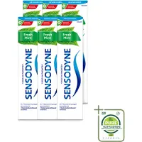 Sensodyne 6 x – Tandpasta – Fresh Mint – 75 ml - Grootverpakking - Vaatwasstrips - Gevoelige Tanden - Tandpasta - Frisse Adem - Mondverzorging - Gevoeligheid Verminderen