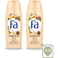 Fa 2 x - Douchecrème - Room & Olie Kokosnuss Kakaoboter - Verzachtend & Voedend - 250 ml - Wasstrips - Douchecrème - Kokosnoot - Cacaoboter - Natuurlijke Ingrediënten - Verzorgende Douche