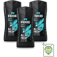 Axe 3 x - 3-in-1 Douchegel - Apollo - Sage & Cedarwood - 250 ml - Grootverpakking - Vaatwasstrips - Douchegel - Mannelijke Geur - 3-in-1 - Cederhout - Groen Fruit