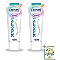 Sensodyne 2 x – Tandpasta – Complete Protection + Fresh Breath – 75 ml - Wasstrips - Gevoelige Tanden - Tandgevoeligheid - Fris Adem - Mondverzorging - Tandpasta