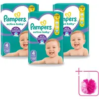 Pampers 3 x – Luiers – Active Baby Maat 4 – 46 Luiers - Bulkverpakking - Baby luier - Douchemop - Baby droog