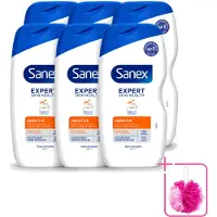Sanex 6 x - Douchegel - Expert Skin Health Sensitive - Voor Gevoelige Huid - 400 ml - Bulkverpakking - Gevoelige huid - Douchemop - Douchegel