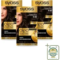 Syoss 3 x - Oleo Intense 4-86 - Haarverf - Permanente Haarkleuring - Fluweelbruin - Langdurige Kleur - Wasstrips - Haarkleuring - Permanente Haarkleuring - Fluweelbruin - Zonder Ammoniak - Haarverf