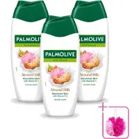Palmolive 3 x – Douchegel – Almond Milk – 250 ml - Bulkverpakking - Douchegel amandel - Douchemop - Zachte reiniging
