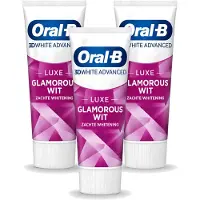 Oral-B 3 x - 3D White Advanced – Tandpasta – Luxe – Glamorous White – 75 ml - Voordeelverpakking - 3 stuks