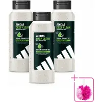 Adidas 3 x – Douchegel – Active Skin & Mind Deep Clean – 250 ml - Bulkverpakking - Douchegel - Douchemop - Huid reinigen