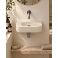 Qeramiq Fuente fonteinset – halfrond – 40x21.5x12 cm – keramiek beige – zonder kraangat – kraan gunmetal SW1210765/SW769487/SW767295/SW1108831