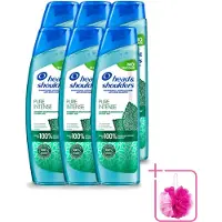 Head & shoulders 6 x – Shampoo – Pure Intense Kalmeert Jeuk – 250 ml - Bulkverpakking - Anti-roos shampoo - Douchemop - Shampoo bij jeukende hoofdhuid