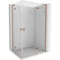 Mexen Mist-H L Duo douchecabine scharnierend rechts 80 x 110 , transparant, geborsteld koper - 8A5L-080L-110P-65-00