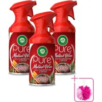 Air Wick 3 x – Luchtverfrisser Spray – Pure Mulled Wine – 250 ml - Bulkverpakking - Luchtverfrisser - Douchemop - Warme geur
