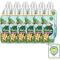 Robijn 12 x - Kokos Sensation - Wasverzachter - Tropische Geur - 33 Wasbeurten - 825 ml - Grootverpakking - Vaatwasstrips - Wasverzachter - Kokosgeur - Wasroutine - Zachte Kleding - Tropisch Geur