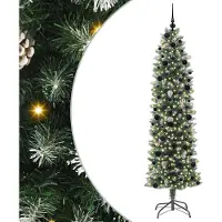 vidaXL Kunstmatige slanke kerstboom Groen en Wit 240 cm