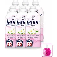 Lenor 6 x Light - Wasverzachter - Jasmijnbloem - Fris & Zacht - 55 Wasbeurten - Bulkverpakking - Wasverzachter - Douchemop - Jasmijn