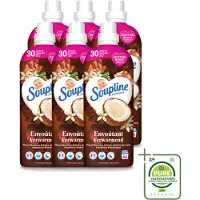 Soupline 6 x – Wasverzachter – Verwarmende Kokosnoot & Witte Bloemen – 950 ml - Grootverpakking - Vaatwasstrips - Wasverzachter - Kokosnoot - Witte Bloemen - Warme Geur - Wasgoed