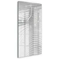 Tulup Wandklok - Lijnen van abstractie Wandklok Glas Met Motief - 30x60 cm - Wit Decoratieve Glazen Klok - Witte handen - Rechthoekige Klok - Gekleurde Glazen Klok - Glazen Klok Met Print