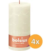 Bolsius 4 stuks ivoor rustiek stompkaarsen 200/100 (125 uur) Eco Shine Soft Pearl
