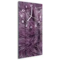 Tulup Wandklok - Roze bont Wandklok Glas Decoratie - 30x60 cm - Roze Gekleurde Glazen Klok - Witte handen - Rechthoekige Klok - Klok Glas Met Opdruk - Moderne Wandklok Glas