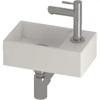 Basic Line Run Fonteinpack 30x18cm - Keramiek - 1 Kraangat - Rechts - Glans Wit / Chroom - 8718835839420 - Rechthoekig - Wastafels, Fonteinen,