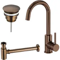 FortiFura Calvi wastafelkraanset - opbouw - met draaibare uitloop - PVD - geborsteld koper SW799403 / SW799405 / SW970035