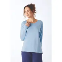 Hajo Premium dames lounge shirt lichtblauw | Maat 36/38