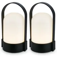 Briloner Asa - Set van 2 Oplaadbare Tafellampen - snoerloze lamp - dimbaar - kampeerlamp - tentlamp - 50 Lm - voor binnen en buiten - 9 x 8 x 15,5 cm - zwart