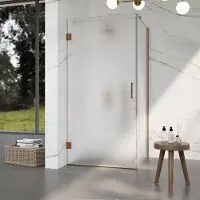 FortiFura Galeria Douchecabine - 100x80x200cm - scharnieren - deurgreep - vlak - gesatineerd veiligheidsglas - PVD - geborsteld koper SW1122554/SW1122565/SW876702/SW797925