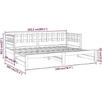 vidaXL Slaapbank uitschuifbaar 2x(90x200) cm massief grenenhout