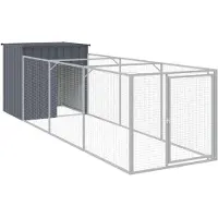 vidaXL Hondenhuis met uitloop, antracietkleurig, 110x813x110 cm, verzinkt staal