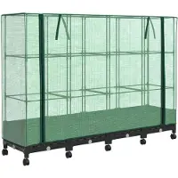 vidaXL Tuinschutting met Kasbedekking en Wielen 4 st Zwart PP