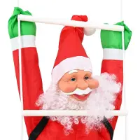 vidaXL Hangende kerstman op ladder Rood 30 x 15 x 170 cm Polyester