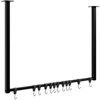 CLP Fenton Kledingstang - kledingstandaard - kledingroede - garderobestang - kleding stang - voor plafondmontage - met 12 haken - zwart