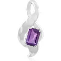 Cavill - Zilveren hanger 925 sterling zilver met palladium - Uruguay Amethist 0,41 ct - Achthoekig trapgeslepen paarse edelsteen - Elegant