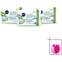 Nivea 3 x – Reinigingsdoekjes – Bio Aloe Vera – 25 Doekjes - Bulkverpakking - Reinigingsdoekjes - Douchemop - Gezichtsreiniging