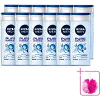 Nivea 12 x Men – Douchegel – Pure Impact – 250 ml - Bulkverpakking - Douchegel - Douchemop - Reiniging
