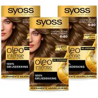 Syoss 3 x - Oleo Intense 6-80 - Haarverf - Permanente Haarkleuring - Caramelblond - Langdurige Kleur - Voordeelverpakking - 3 stuks
