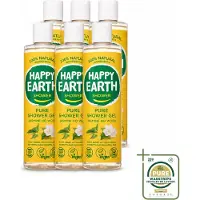 Happy Earth 6 x – Douchegel – 100% Natuurlijk Jasmine Ho Wood – 300 ml - Wasstrips - Douchegel - Natuurlijke Douchegel - Vegan Douchegel - Jasmijn Douchegel - Ho Wood Douchegel