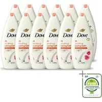 Dove 12 x – Badcrème – Soothing Almond Oil & Hibiscus – 720 ml - Grootverpakking - Vaatwasstrips - Douchegel - Huidverzorging - Kalmerend - Schuim - Amandelolie