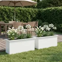 vidaXL Tuinplantenbak met led 2 st Wit 30 x 100 x 30 cm Staal