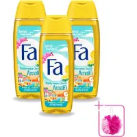Fa 3 x - Douchegel - Mediterranean Jewels Amalfi - Orchidee & Citrus - Frisse & Tropische Geur - Verfrissend - 250 ml - Bulkverpakking - Douchegel orchidee citrus - Douchemop - Tropische geur