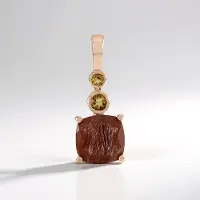 Cavill - 925 Sterling Zilver Roségoud Verguld - 1.228 ct Rutielkwarts & Citrien - Antieke Kussen & Ronde Hanger - Elegante Dames Sieraden