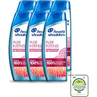 Head & shoulders 6 x - Anti-Roos Shampoo - Pure Intense - Grapefruit - 250 ml - Grootverpakking - Vaatwasstrips - Anti-roos Shampoo - Vet Hoofd - Schone Hoofdhuid - Roosvrij Haar - Grapefruit Geur