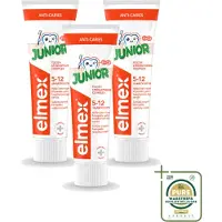 Elmex 3 x - Tandpasta - Junior - (5-12 jaar) - Tooth Strengthening- 75 ml - Wasstrips - Tandpasta Voor Kinderen - Gaatjesbescherming - Aminfluoride - Tandglazuur Versterken - Kindertandpasta