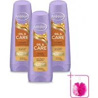 Unilever 3x Andrélon Oil & Care Conditioner voor droog en kroeshaar, 200 ml - Voordeelverpakking - 3 stuks