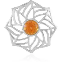 Cavill - Zilveren Hanger met Oranje Topaas 2,21 ct - 925 Sterling Zilver Geplatineerd - Elegante Ronde Edelsteen - Brasiliaanse Sieraden